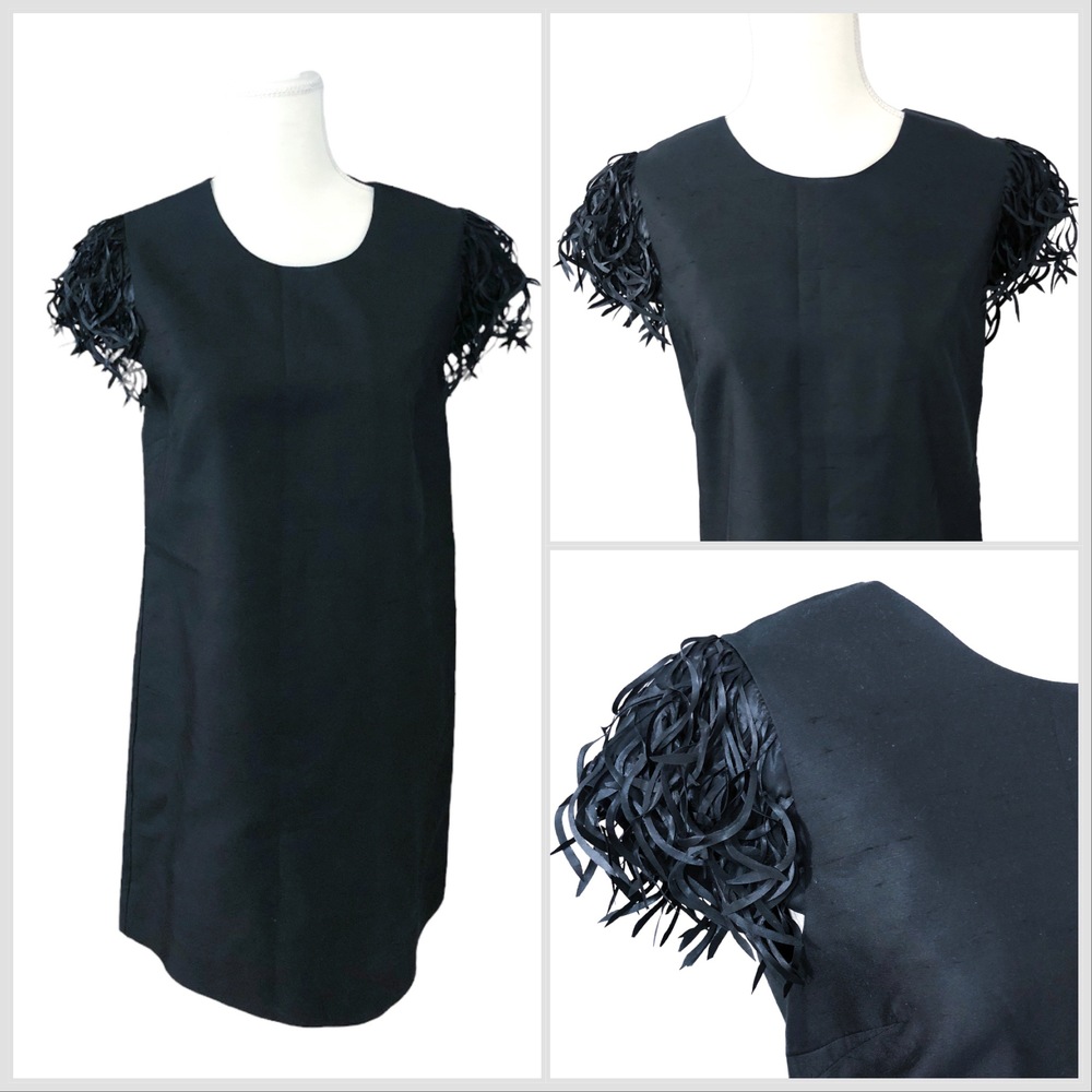 Kate Spade Black Mini Dress with Fringe Sleeves